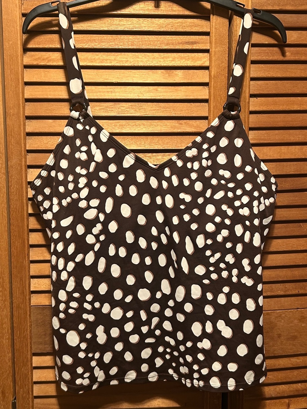 Brown, Tan and White  Irregular Polka Dot Tankini Top